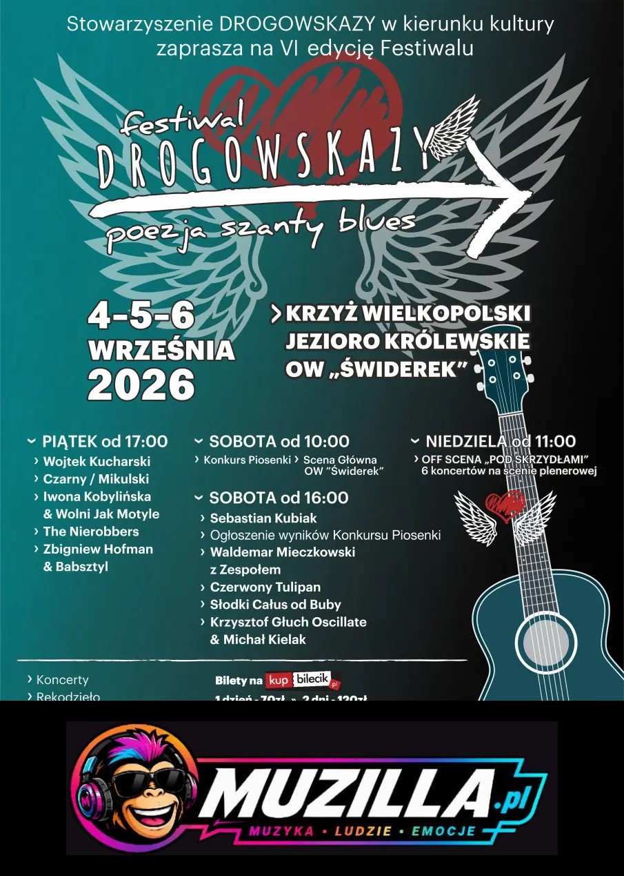 I DZIEŃ: Wojtek Kucharski, Czarny / Mikulski, Iwona Kobylińska z Zespołem i inni. — Krzyż Wielkopolski — 4 września 2026