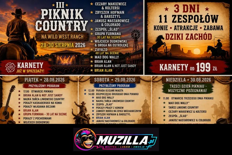 III PIKNIK COUNTRY NA WILD WEST RANCH – 28-30 sierpnia 2026 | Wild West Ranch! — Dębogórze — 28 sierpnia 2026
