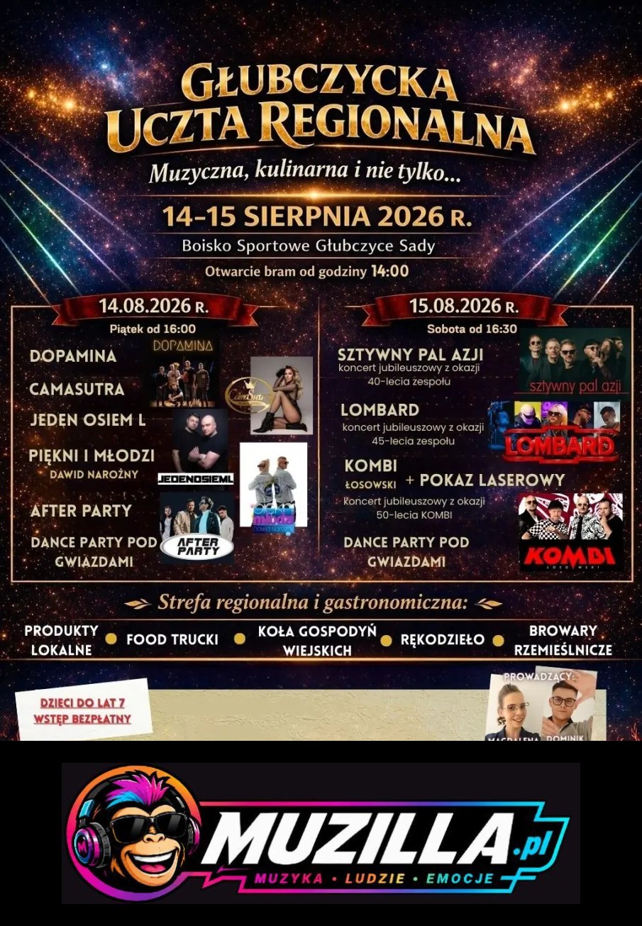 Muzyczna, kulinarna i nie tylko… — Głubczyce-Sady — 14 sierpnia 2026