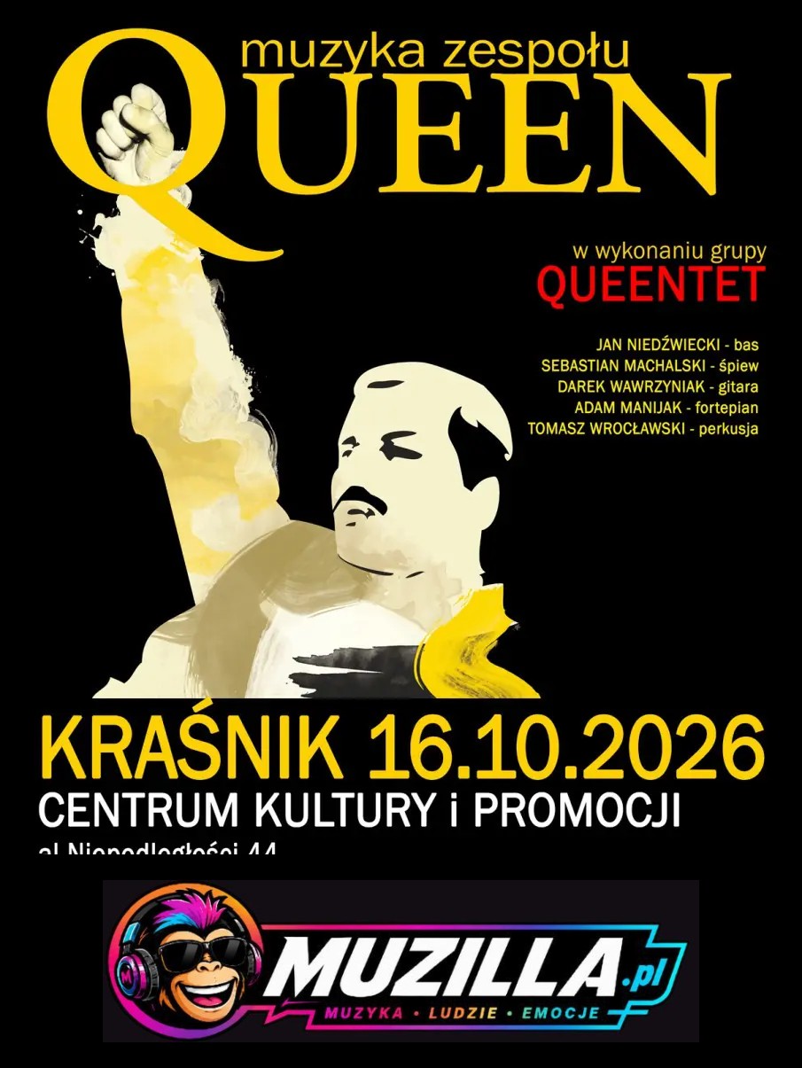 Muzyka zespołu Queen w wykonaniu grupy QUEENTET – KRAŚNIK, Centrum Kultury i Promocji! — Kraśnik — 16 października 2026
