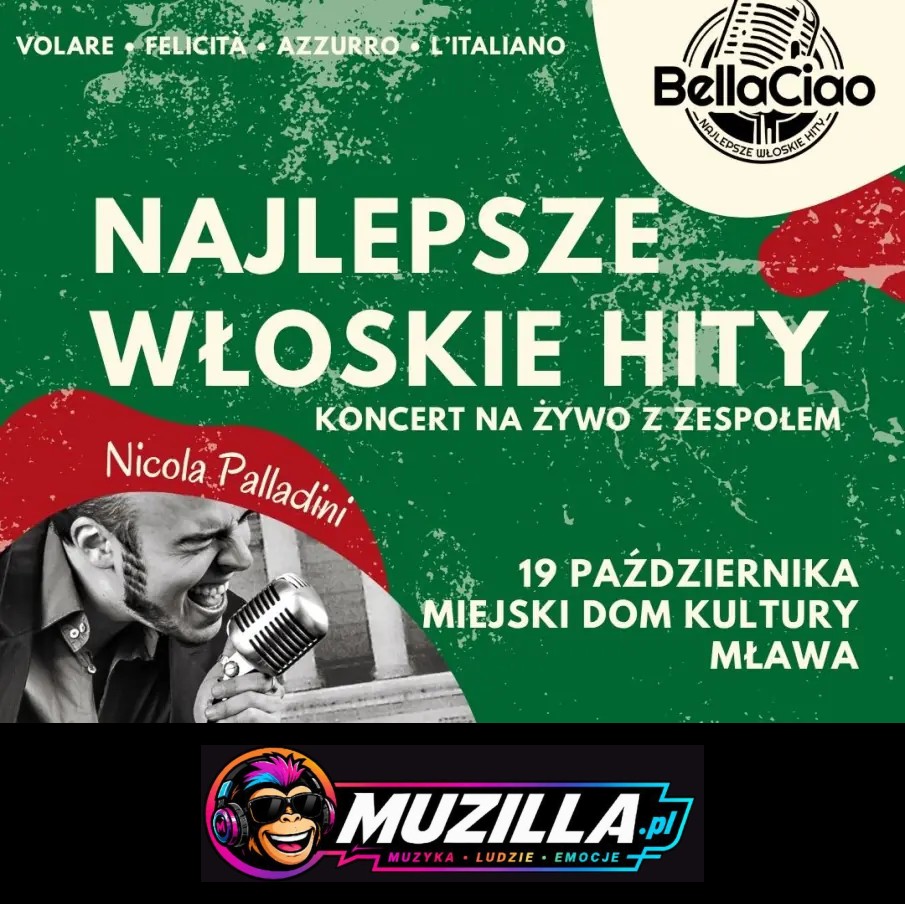 Największe włoskie przeboje na żywo – Volare, Felicità, Mamma Maria, Bella Ciao — Mława — 19 października 2026