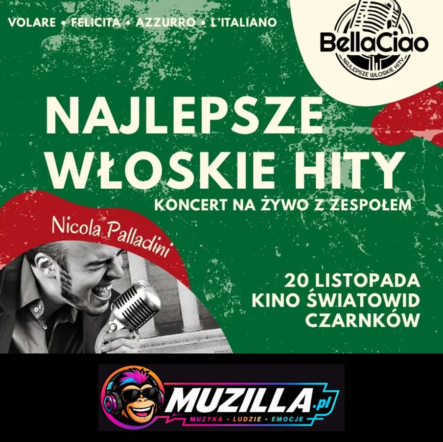 Największe włoskie przeboje na żywo – Volare, Felicità, Mamma Maria, Bella Ciao — Czarnków — 20 listopada 2026