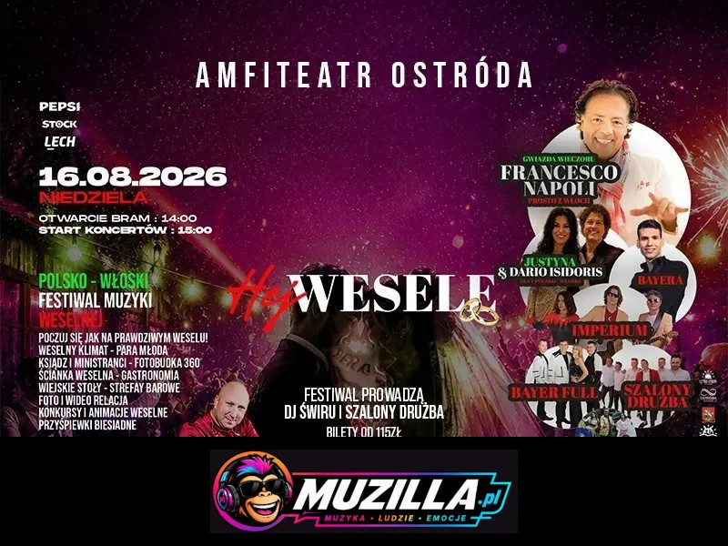 Polsko-Włoski Festiwal Muzyki Weselnej! — Ostróda — 16 sierpnia 2026